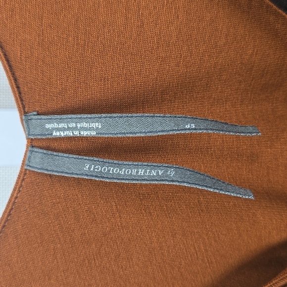 Anthropologie Orange Dot Ruched Sleeveless Knit Bodycon Dress‎ SP - Picture 2 of 5